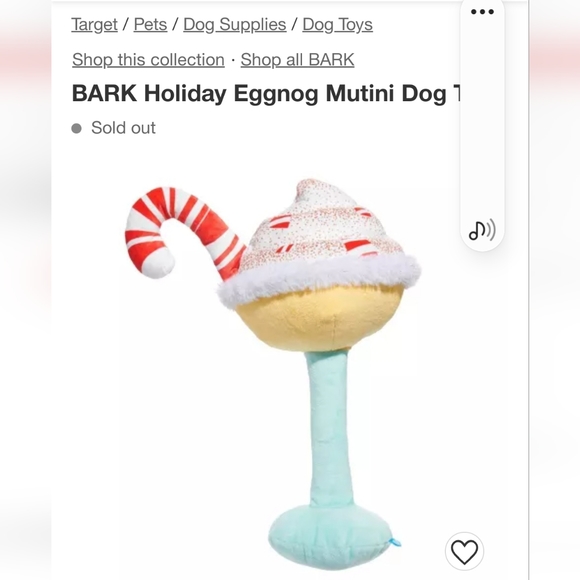 Bark Other Bark Holiday Eggnog Muttini Dog Toy Poshmark